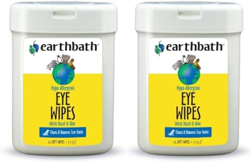earthbath Hypo-Allergenic Pet Eye Wipes, Made in USA, 30 Count (2 Pack)