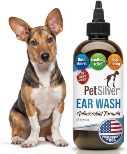PetSilver Natural Ear Wash Cleaner for Dogs & Cats, Infections, 8 fl oz