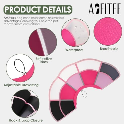 AOFITEE Dog Cones for Medium Dogs, Soft Dog Cone Collar After Surgery