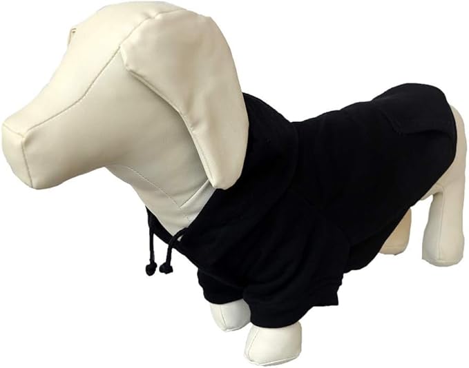 Lovelonglong Blank Basic Hoodie Sweatshirt for Dogs 100% Cotton Fits Small Medium Dachshund Large Dog Black D-M