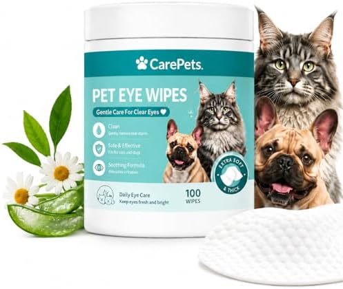 Eye Wipes, Pet Eye Wipes Textured for Tear Stains, Gentle Textured Area Wipes with Aloe Vera and Chamomile, Fragrance Free (1pcs)