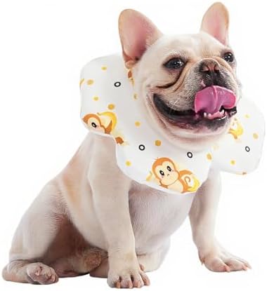 PetWarm Dog Recovery Collar, Recovery Collar, Yellow Monkey Print, L