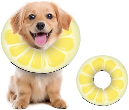Adjustable Inflatable Dog Cone Collar for Surgery Recovery, Soft Cone for Dogs & Cats, Portable & Washable Dog Donut Collar, Large Cat Cone E Collar (Yellow XL)
