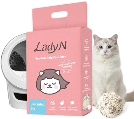Lady N Tofu Cat Litter, Low Dust Compatible with Auto-Box Unscented 9lb