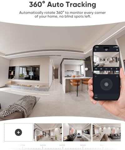 blurams 4MP Cameras for Home Security, 360° PTZ Pet Indoor Camera with Phone App, One-Touch Call, Dual-Band WiFi 6, Free Human/Pet/Motion/Sound/Cry Detection, Compatible with Alexa