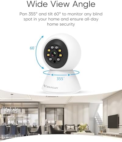 VSTARCAM Inside Cameras for House, 1080P with 5X Zomm, 360° Pan-Tilt, Color Night Vision, Motion Detection, Real-time Alerts, 2-Way Audio, Compatible with Alexa, Cloud & SD Card Storage(up to 256GB)
