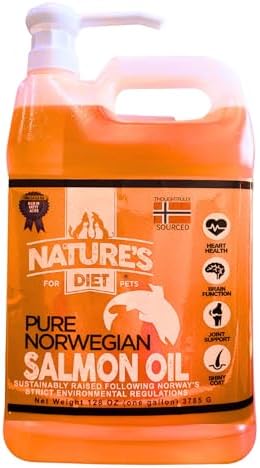 Nature's Diet Pet Norwegian Salmon Oil Dogs & Cats - Natural Support for Joint Function Immune Heart Health Appetite Skin & Coat Omega 3 6 9 Liquid Food Topper EPA DHA Fatty Acids (1 Gallon)