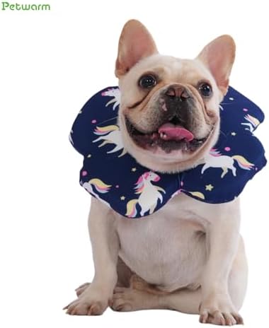 PetWarm Recovery Collar, Dog Recovery Collar, Blue Unicorn Print, L