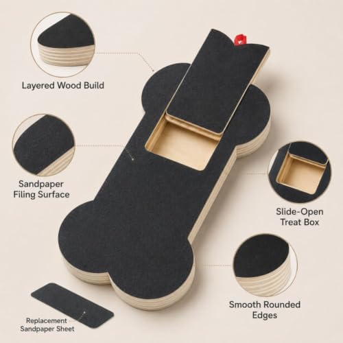 Nail Scratch Board with Treat Box, Bone Shape Scratch Pad for Dogs，2PC