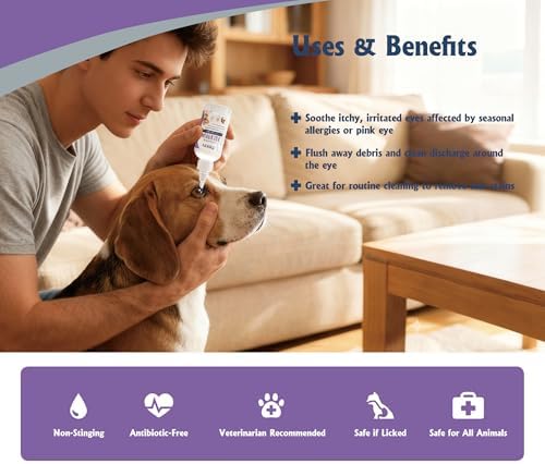 Dog and Cat Eye Wash | Gentle Eye Drops for Dogs and Cats to Flush and Soothe, Tear Stain Cleaner, Hydrating Formula for Pets. 50ml | 1.69 fl oz