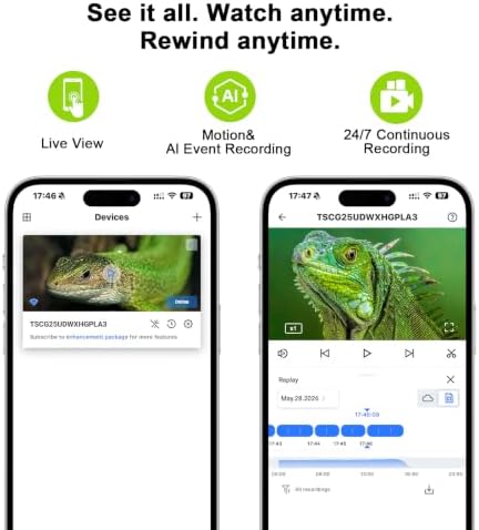 2K AI Reptile & Aquarium Camera with Wide-Angle Lens