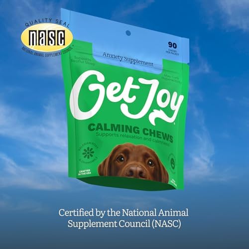 Get Joy Calming Chews Anxiety Supplement for Dogs, Vet Recommended Soft Daily Relaxation & Stress Relief Support with Valerian Root & Chamomile, Made in USA - 90 Count