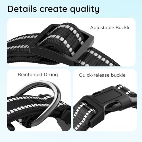 Upgraded AirTag Dog Collar, IP68 Waterproof Holder, Small Black