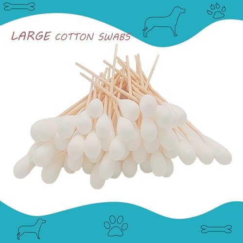 150pcs Large Cotton Swabs,6 Inch Long Large Cotton Buds with Bamboo Handle for Dogs, Specifically Designed for Dogs,Professional Big Cotton Swabs，Dogs Ears Large Cotton Swabs