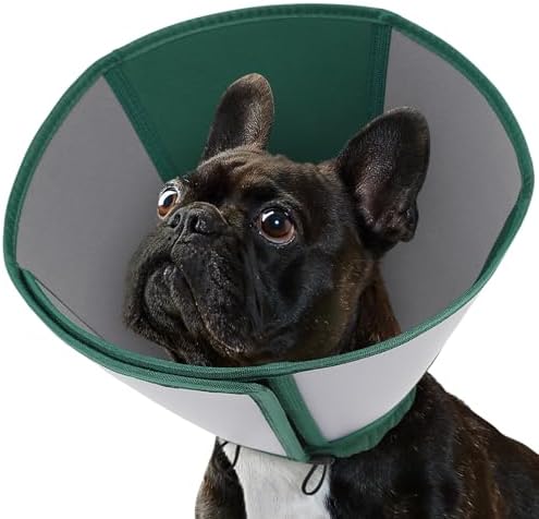 Queenmore Dog Cones for Medium Dogs, Soft Dog Cone, Cone for Dogs After Surgery, Adjustable Recovery Collar for Wound Healing, Comfortable Pet E-Collar to Stop Licking (Dark Green,M)