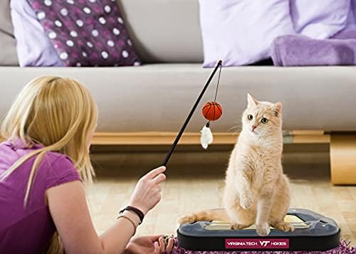 Cat Scratch Toy NCAA VIRGINIA TECH Hokies REVERSIBLE Basketball Court Felt/Cardboard Cat Scratcher Toy. Interactive Cat Ball Bell in Tracks. 6-in-1 CAT TOY Cat Wand Poll CATNIP-FILLED Plush Basketball