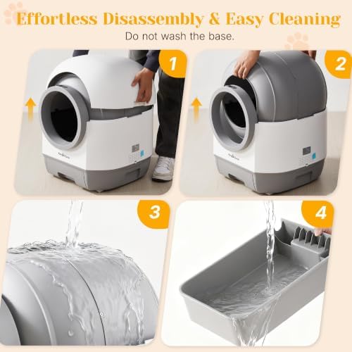Fansafurn Automatic Smart Self-Cleaning Litter Box with APP Control, 90L Large Space for Adult Cats，Infrared Sensors, Sleep Mode, and Remote APP Control-Hands-Free Operation, White