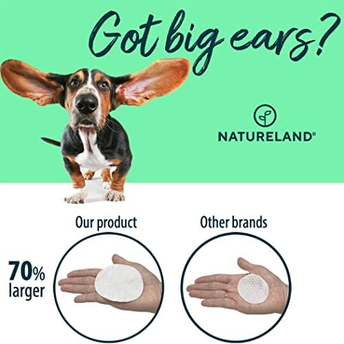Natureland Dog Ear Wipes, Extra Large Otic Cleaning Pads, 150 Count
