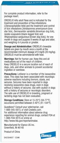 Credelio (lotilaner) Tick & Flea Treatment for Dogs 50.1-100 lbs., 6ct