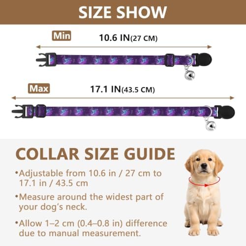 2 Pack Kitten Collars Glowing Pastel Butterflies Collar with Bell for Dog Puppy, Adjustable 10.6 to 17.1 Inches