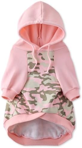 Rocky II - The Extra Comfy Hoodie, Organic Cotton and Recycled Poly Dog Hoodie Pet Coat Sweater for Small, Medium, Large Dogs, Pink Half Camo, Medium