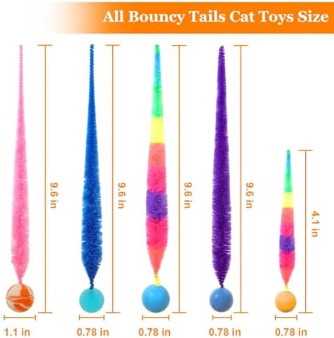 Bouncy Ball with Tail Cat Toys,5 Packs Magic Worm with Ball Toy for Cats,Fuzzy Worm Bouncy Balls Cat Toy