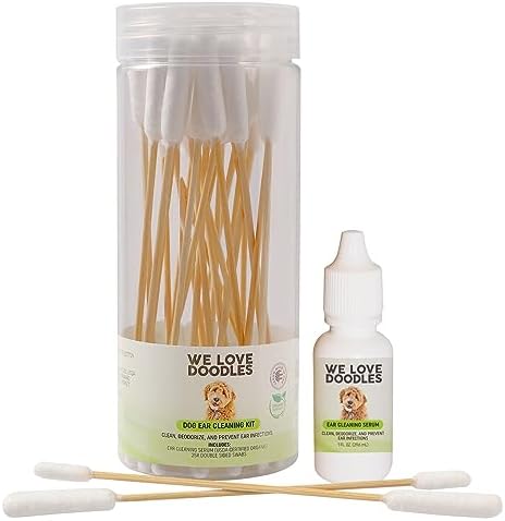 We Love Doodles Dog Ear Cleaning Solution Kit and Pin Brush for Dogs Bundle - Prevent Infections, Itching and Deordoring - Dog Brush for Shedding and Removing Loose Fur - Made in USA