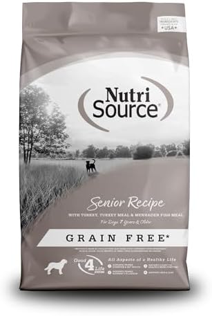 NutriSource Senior Grain Free Dog Food, Turkey & Menhaden, 12lb