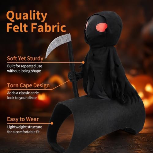 Grim Reaper Cat Costume - 3D Rider Pet Halloween Outfit，L