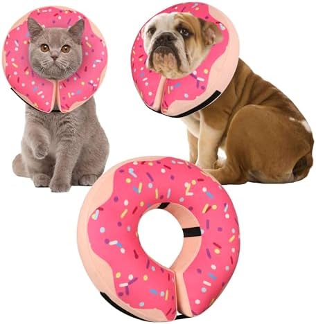 Inflatable Cone Collar for Large Medium Small Dogs, Soft Adjustable Recovery Collar for Dogs Cats,Dog Cone Neck Donut Alternative After Surgery(Pink,Medium+