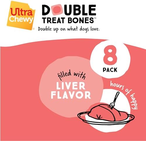 Ultra Chewy Liver Double Treat Bones Dog Treats, 24 Bones