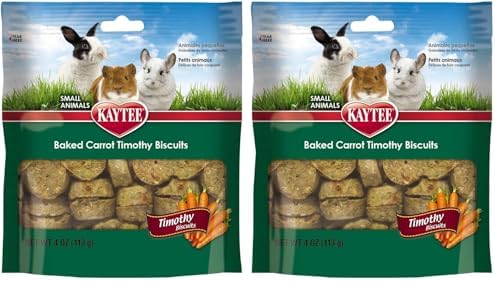 Kaytee Timothy Biscuits Baked Treat for Pet Guinea Pigs, Rabbits & Other Small Animals, Carrot, 4 oz (Pack of 2)