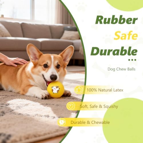 Latex Squeaky Balls for Small Dogs, 2.4" Soft Latex Squeaky Dog Ball Toys, Cute Animals Rubber Bouncy Balls, Puppy Teething Chew Toys for Small & Medium Dogs (2.4"-Set C)