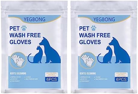 12 Pieces Grooming Gloves Pet Grooming Gloves Bath Wipe Non Woven Glove Wipe Hair Removal Quick Cleaning Suitable for Dogs Cats Puppy