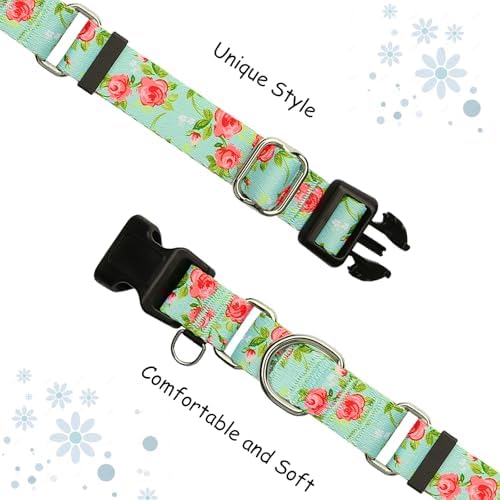 Martingale Collar for Dogs with Buckle No Pull, Green Floral, XL