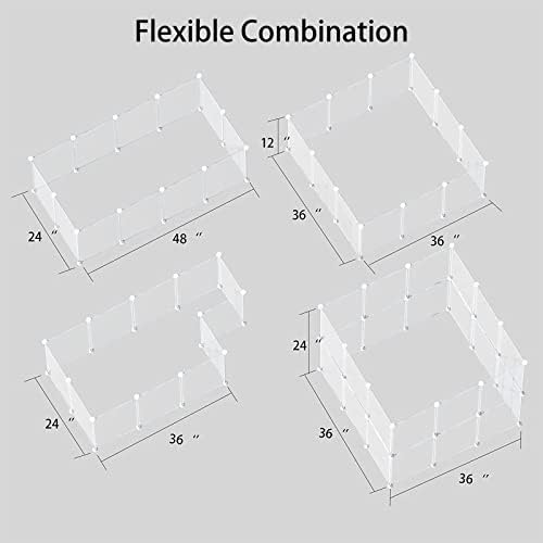 LURIVA Transparent Clear Small Animal Playpen, Guinea Pig Cages, Puppy Dog Playpen, Pet Playpen, Rabbit Bunny Indoor Outdoor Fence Pen Enclosure, White Clear Plastic Playpen,12 X 12 Inch, 24 Panels
