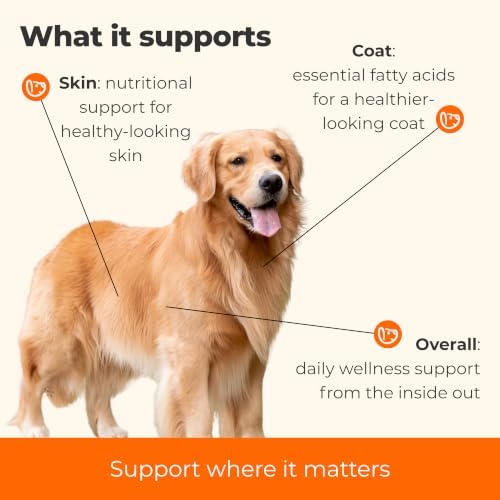 Skin and Coat Supplement Omega 3 for Dogs, Salmon Fish Oil Itchy Skin Chews