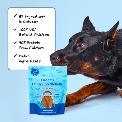Bocce's Bakery Chick'n Kettlebells Protein Jerky Dog Treats, Chicken (5 oz)