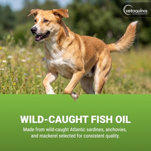 Vetoquinol Triglyceride Omega - Fish Oil for Dogs & Cats - Supports Healthy Skin, Coat & Normal Immune Response - Supplement with Vitamin Blend for Heart, Eye, Bone & Muscle Support - 250 Capsules