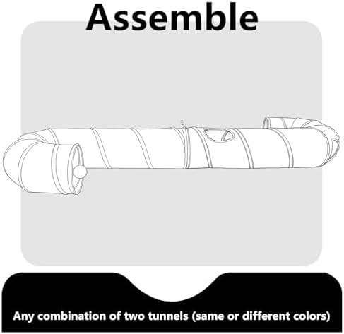 Cat Tunnel, 2-Way Collapsible Cat Tube with Interactive Peek-A-Boo Hole, Toy Ball, and Rope – Ideal for Indoor Cats, Kittens, and Rabbits (Dark Gray)