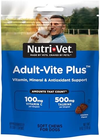 Nutri-Vet Dog Multivitamin, Daily Vitamins, Dog Health Support, 70 Count