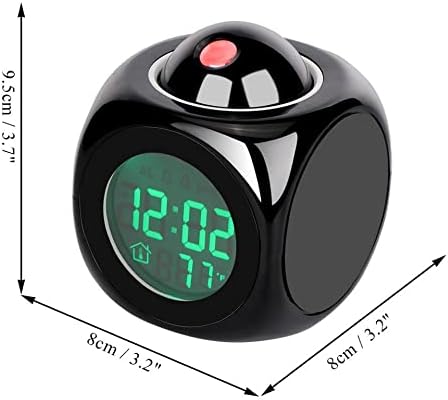 Projection Digital Children White Alarm Clock Temperature Thermometer Desk Time Date Display Table Clock Cute Corgi Dog Wizard with Magic Wand