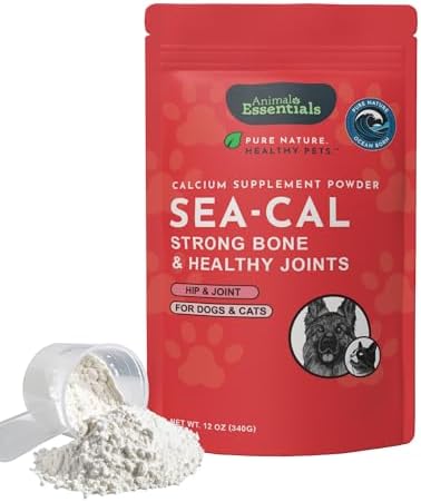 Animal Essentials Sea-Cal - Pure Seaweed Calcium Powder for Dogs with Magnesium, Joint Supplement for Dogs & Cats for Healthy Bones & Teeth, Joint Health, Vegan Icelandic Seaweed Calcium - 12 oz