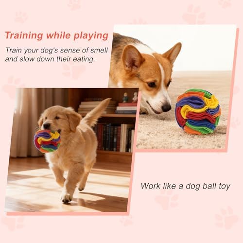 Snuffle Ball for Dogs, Interactive Dog Toys, Rainbow, Medium