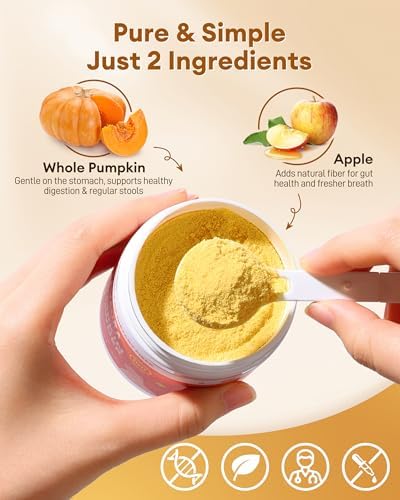 Pumpkin Powder for Dogs & Cats, 90% Organic Pumpkin with 10% Apple Pectin
