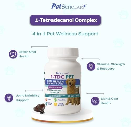 1TDC Dental & Joint Health Softgel Supplement for Dogs & Cats, Supports Oral Health, Stamina, Mobility, Muscle Strength & Recovery, Maintains Skin & Coat Health of Pets (30 Soft Gels)