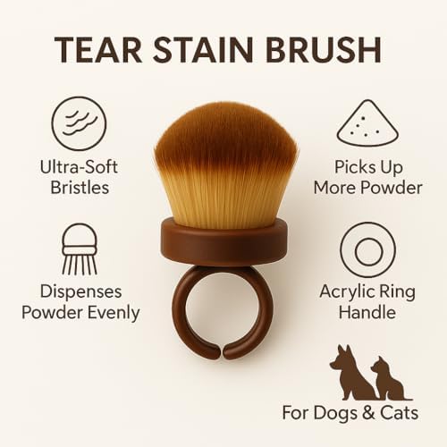 Pet Tear Stain Brush for Dogs and Cats – Soft Cats eyeBrush for Tear Marks and eye Excrement – Dog Makeup Face Brush for Grooming and Powder Application