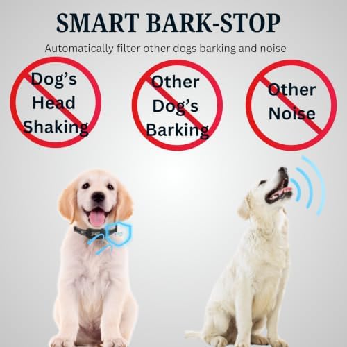 Bark Collar for Medium & Large Dogs - Anti Barking Device & Dog Training Collar with Beep, Shock, Vibration & 8-Level Sensitivity, IP67 Waterproof (White)