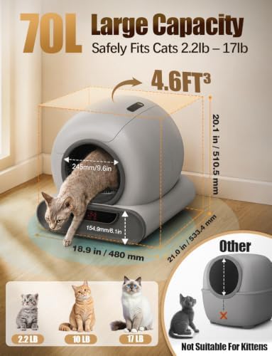 Anti-Pinch Feature 70L Automatic Cat Litter Box Self Cleaning Litter Box