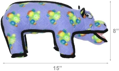 TUFFY - World's Tuffest Soft Dog Toy - Zoo Hippo - Squeakers - Multiple Layers. Made Durable, Strong & Tough. Interactive Play (Tug, Toss & Fetch). Machine Washable & Floats. (Regular)